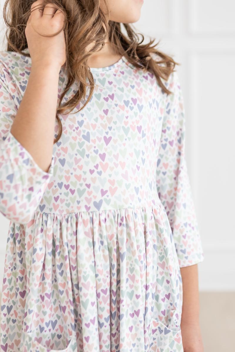 Mila & Rose ® One in a Million 3/4 Sleeve Pocket Twirl Dress — back view