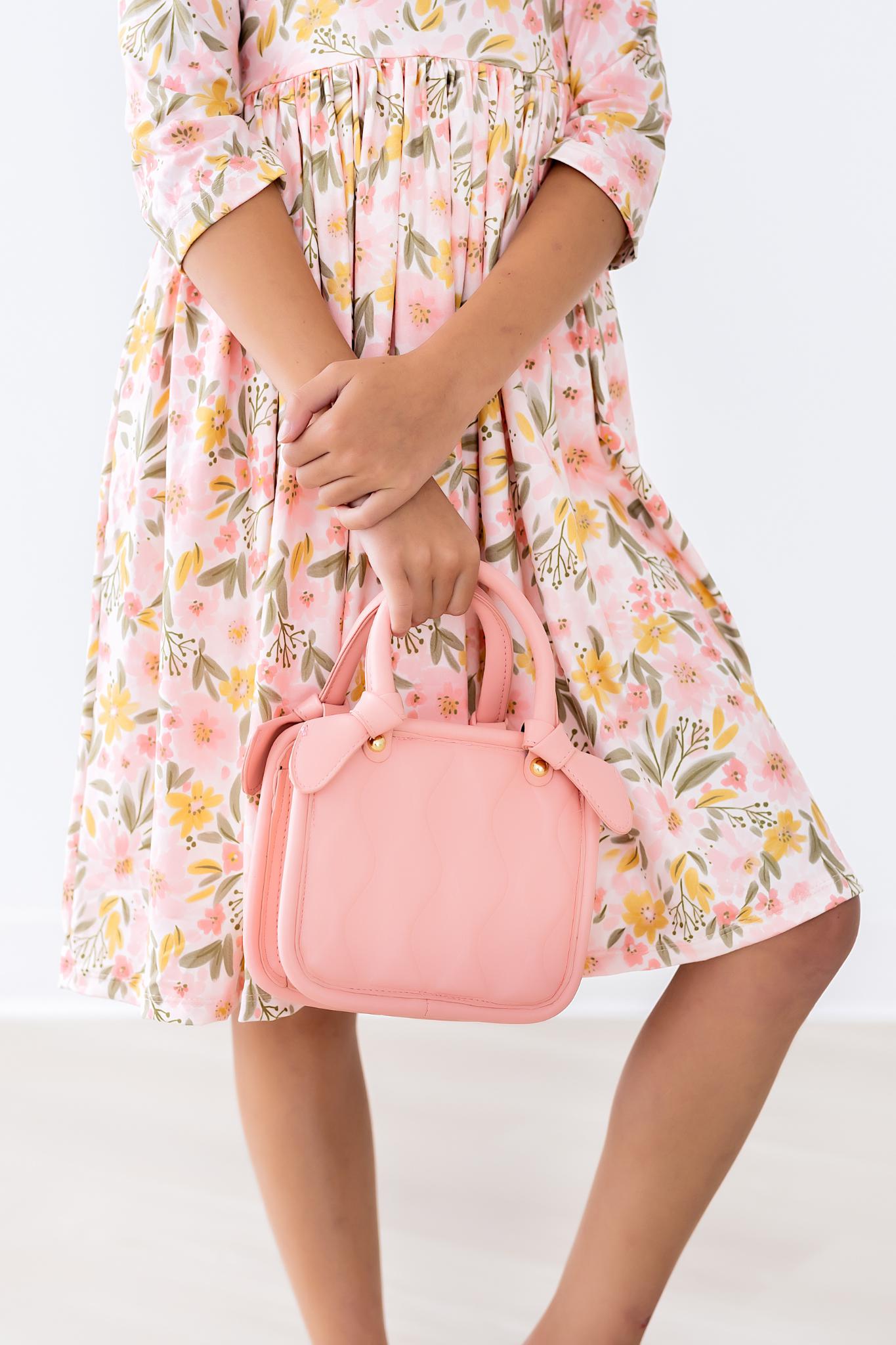 Mila & Rose ® Pretty Peachy 3/4 Sleeve Pocket Twirl Dress — in-use photo