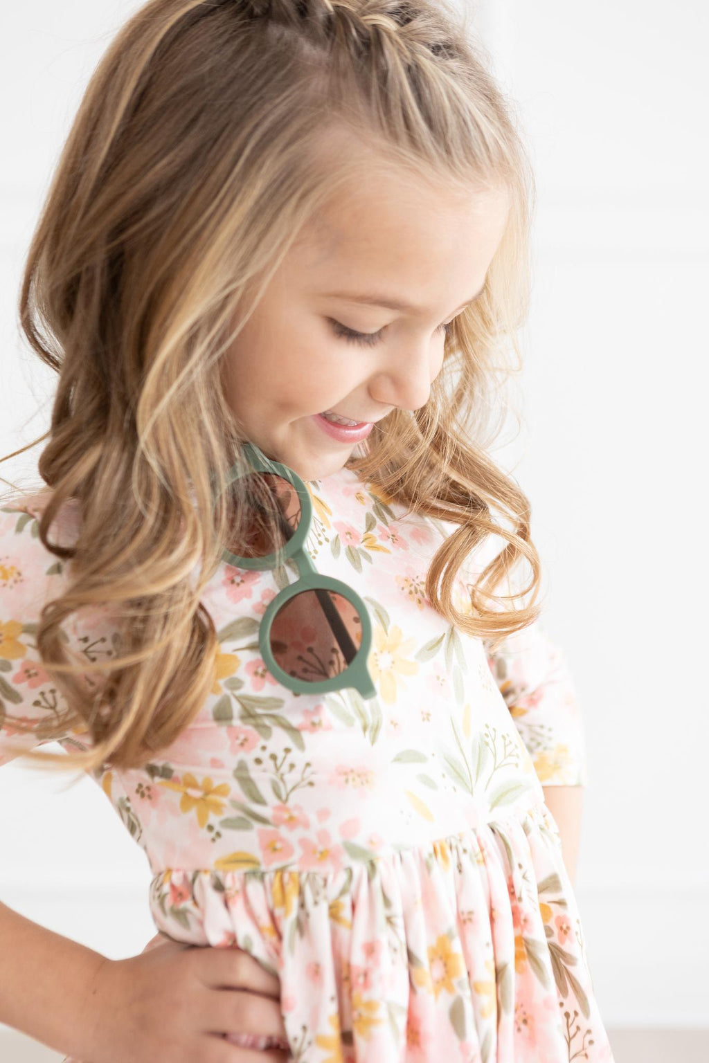 Mila & Rose ® Pretty Peachy 3/4 Sleeve Pocket Twirl Dress — color detail
