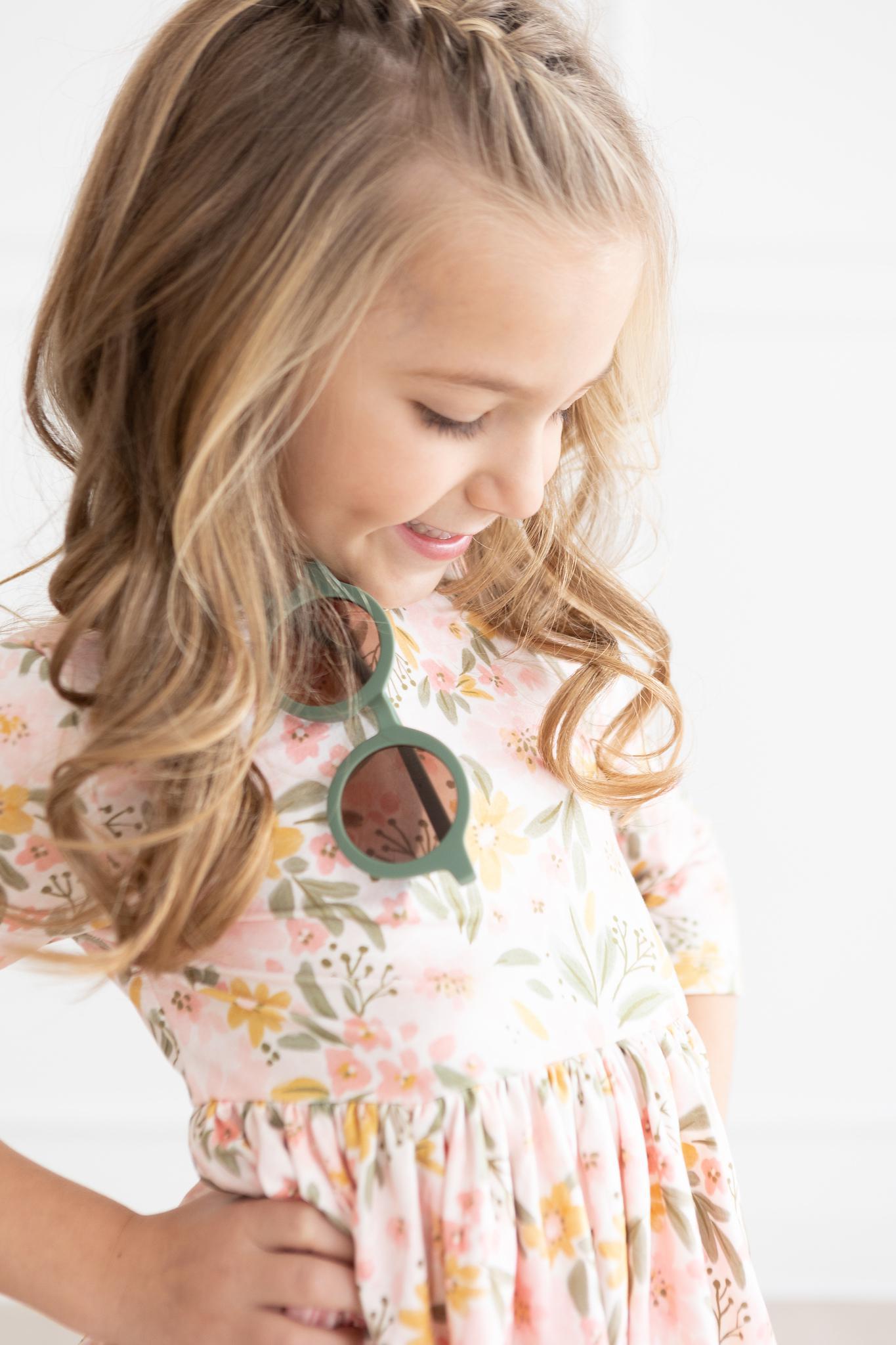 Mila & Rose ® Pretty Peachy 3/4 Sleeve Pocket Twirl Dress — color detail