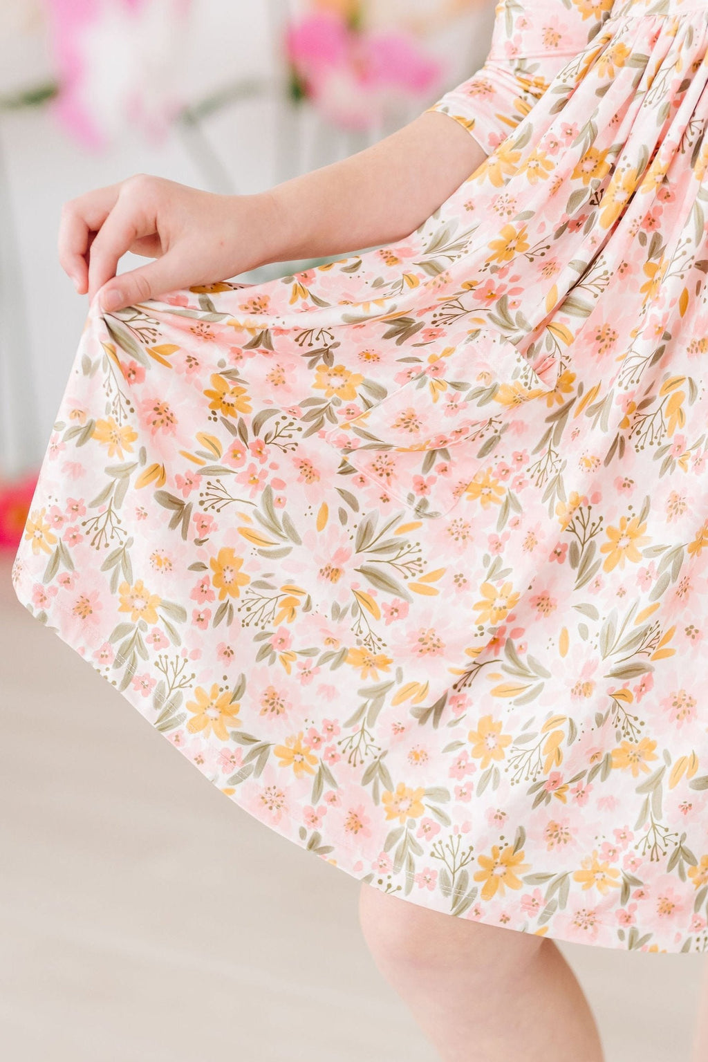 Mila & Rose ® Pretty Peachy 3/4 Sleeve Pocket Twirl Dress — packaging