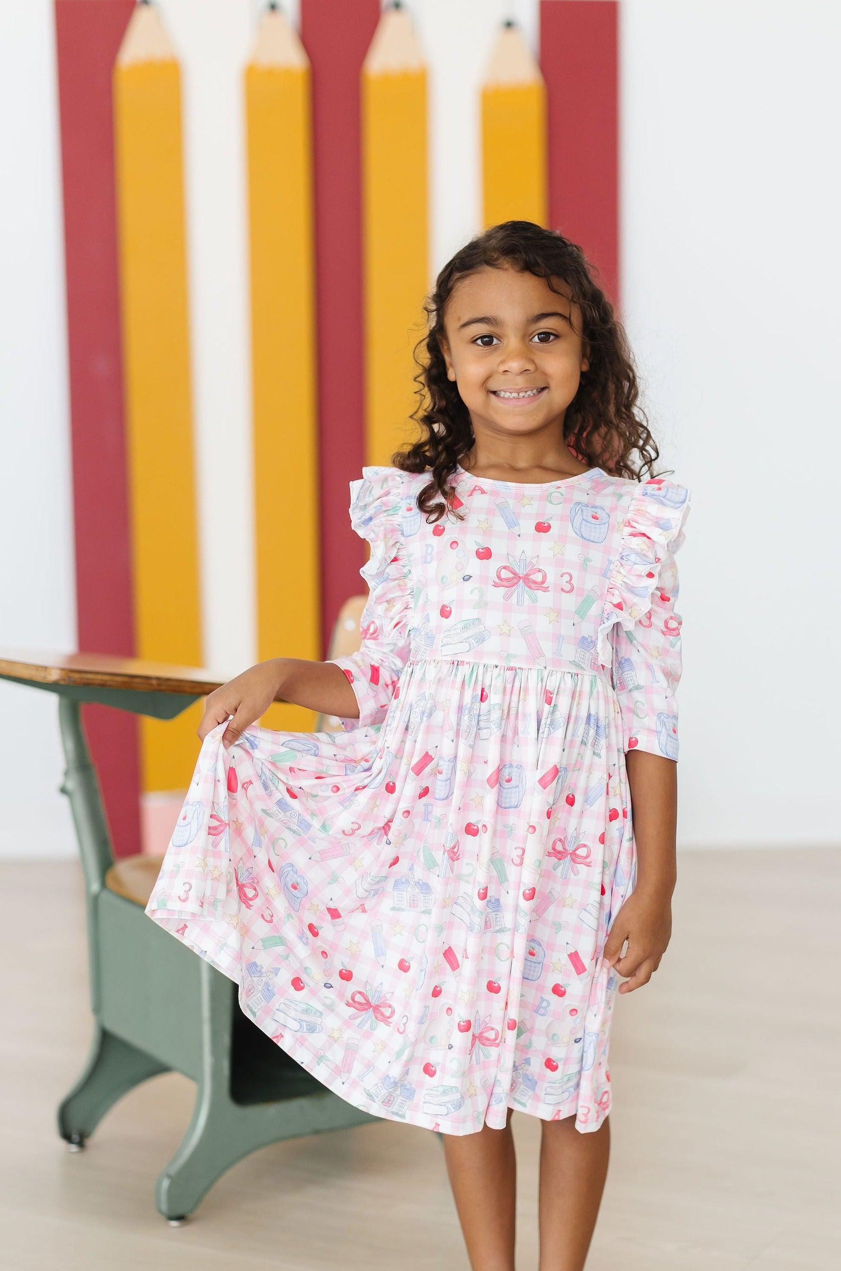Mila & Rose ® School Days 3/4 Ruffle Twirl Dress — side view