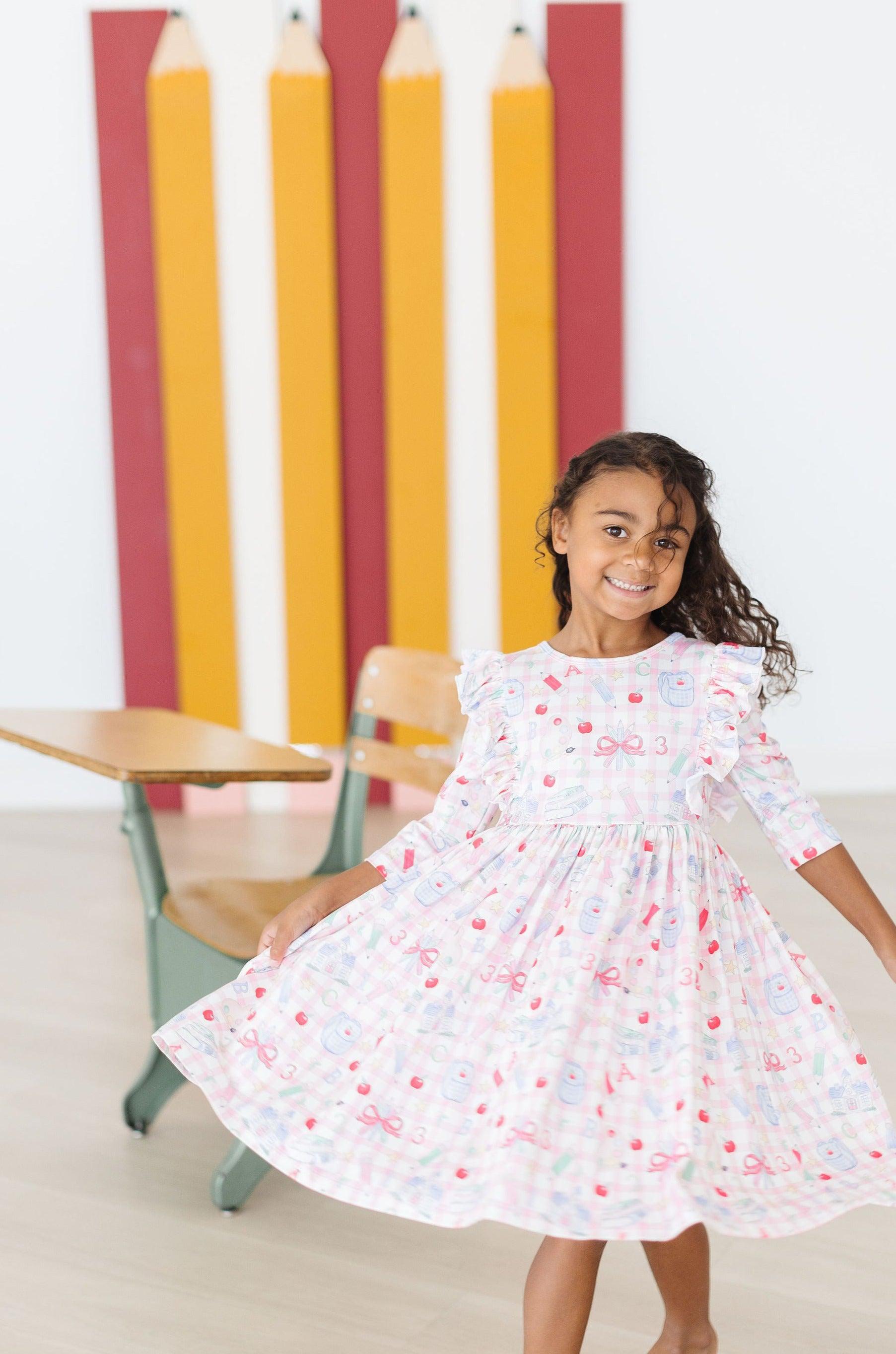Mila & Rose ® School Days 3/4 Ruffle Twirl Dress — color detail