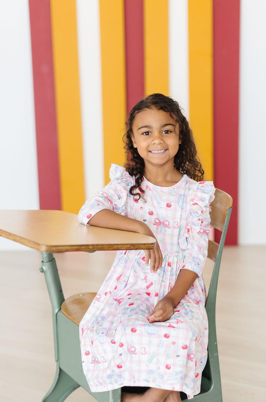 Mila & Rose ® School Days 3/4 Ruffle Twirl Dress — in-use photo