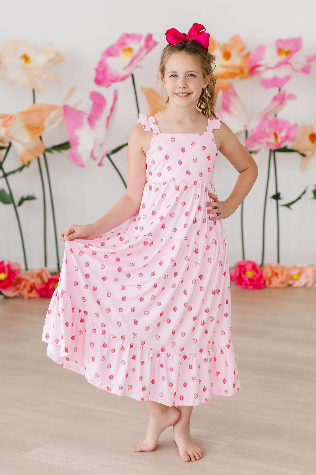 Mila & Rose ® Sweet Strawberries Ruffle Maxi Dress — main product shot
