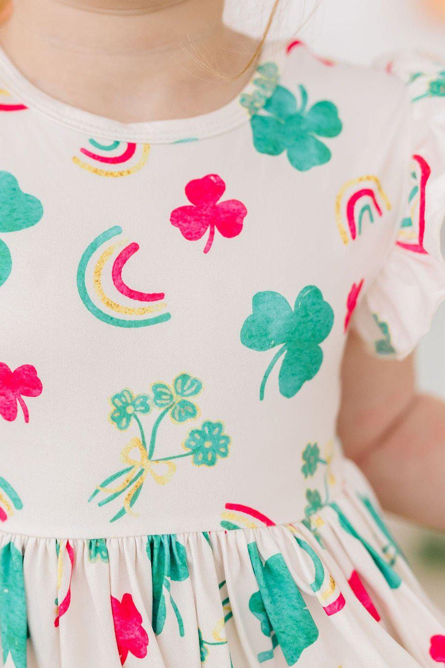 Mila & Rose ® SALE Top of the Mornin' Flutter Sleeve Twirl Dress — detail close-up