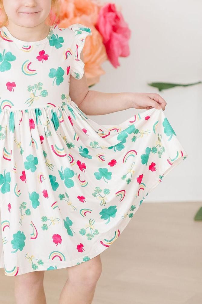 Mila & Rose ® SALE Top of the Mornin' Flutter Sleeve Twirl Dress — side view