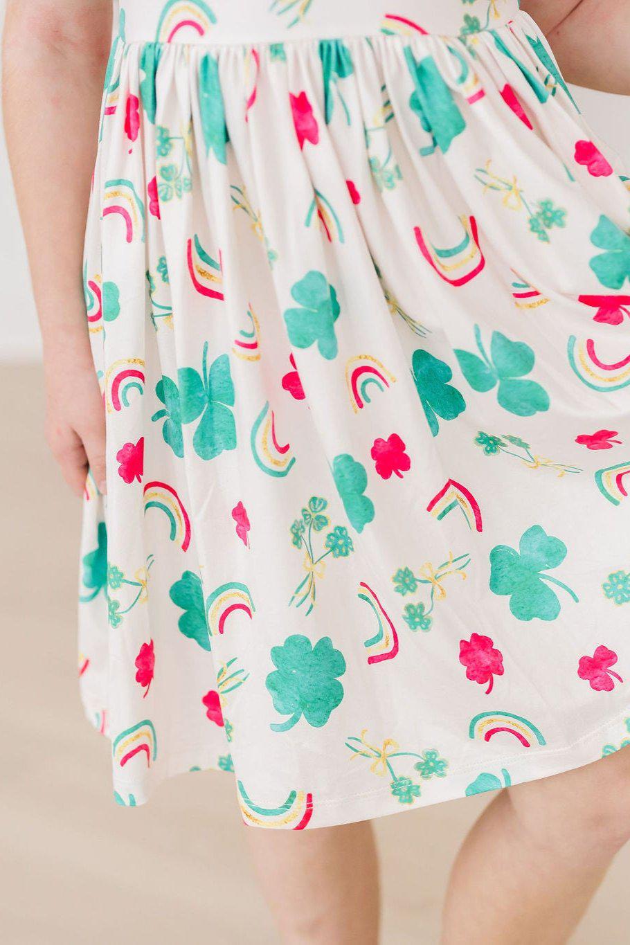 Mila & Rose ® SALE Top of the Mornin' Flutter Sleeve Twirl Dress — back view