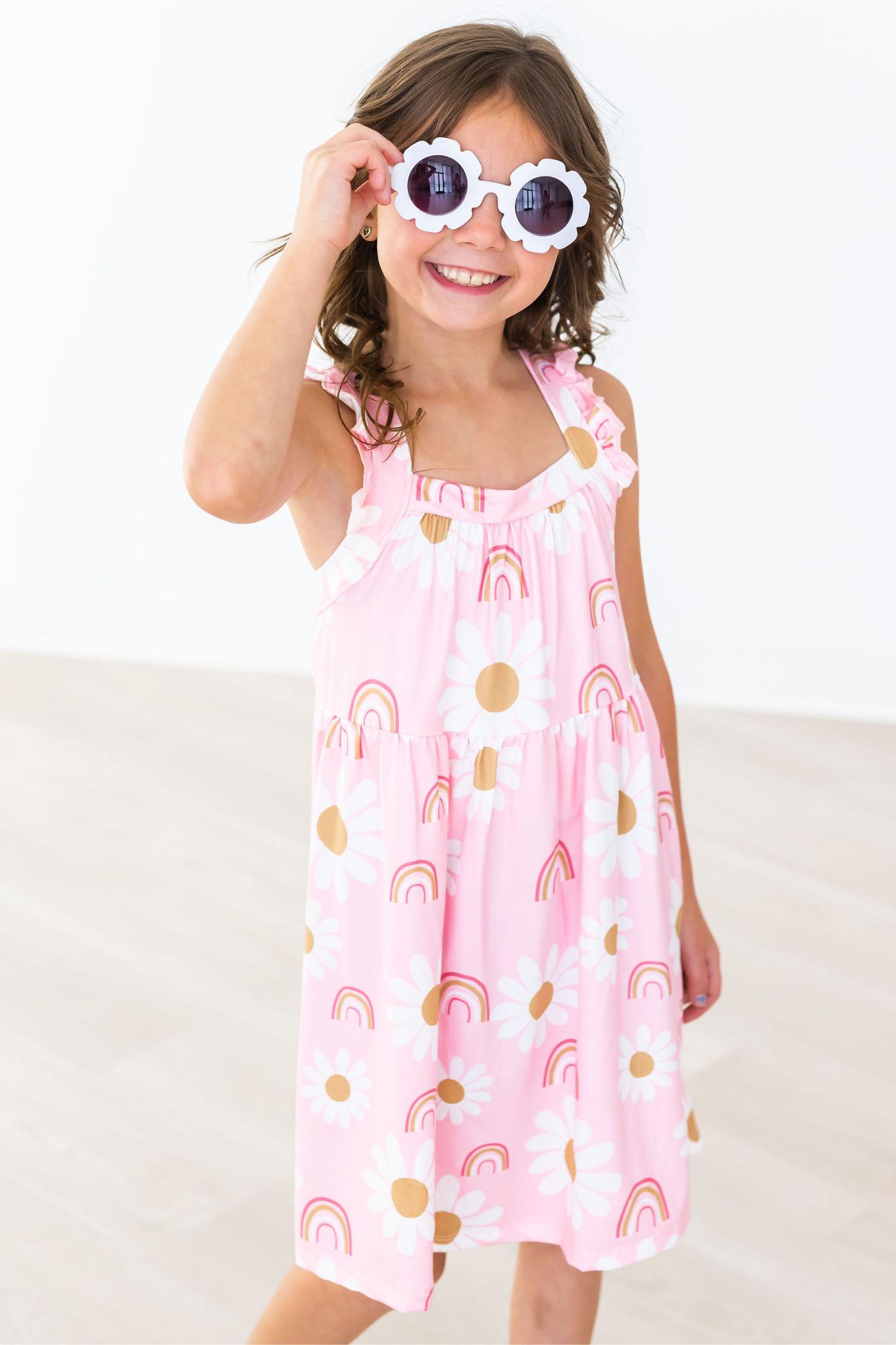 Mila & Rose ® You are My Sunshine Ruffle Cross Back Dress — detail close-up