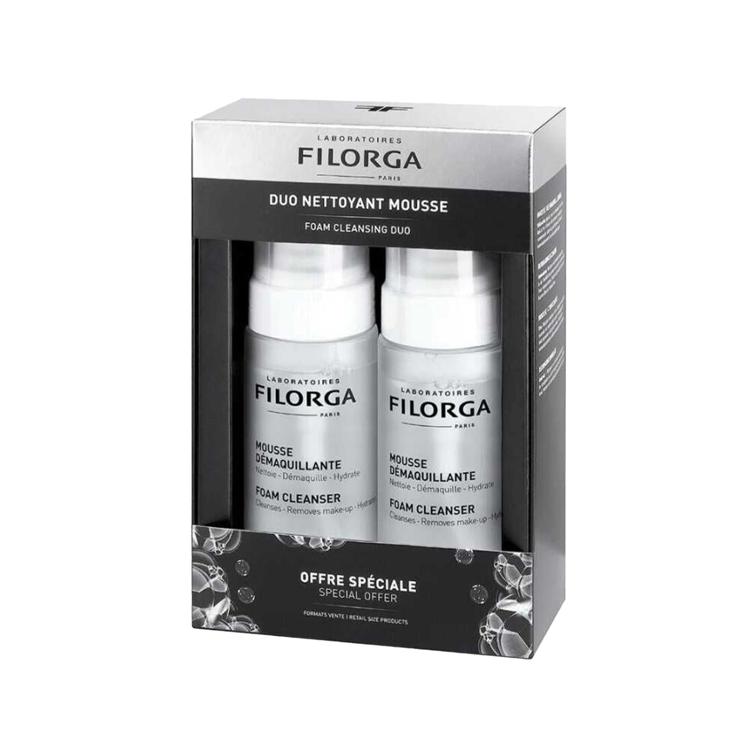 Filorga Facial Cleanser - Duo Foam Cleanser for Face and Eyes, Gentle Skincare Routine, 2x150ml