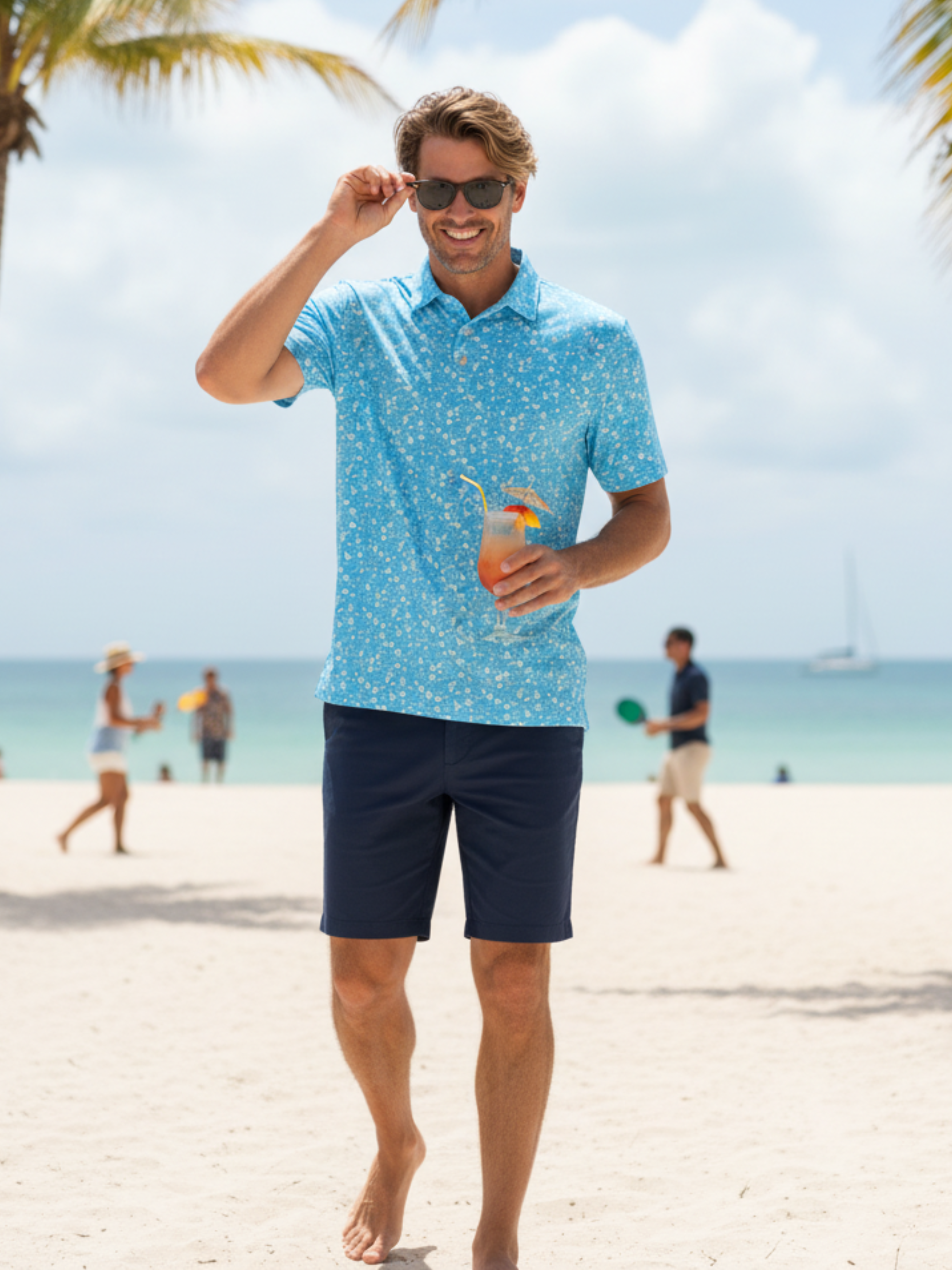 White Water Life Vacation Polo — lifestyle worn / used context