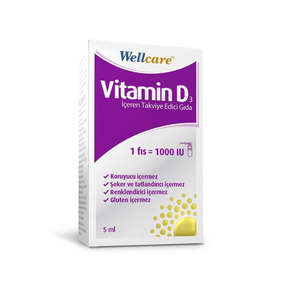 Wellcare Vitamin D3 1000 IU Oral Spray Supplement - Promotes Overall Wellness