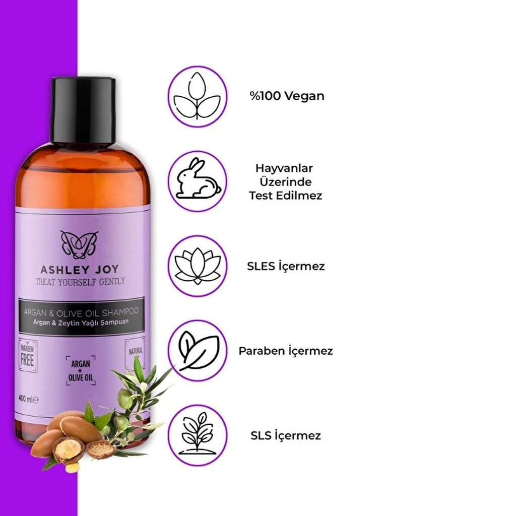 Ashley Joy Argan & Olive Oil Shampoo: Shiny, Strong Hair & Split End Defense | Paraben & Paraffin Free