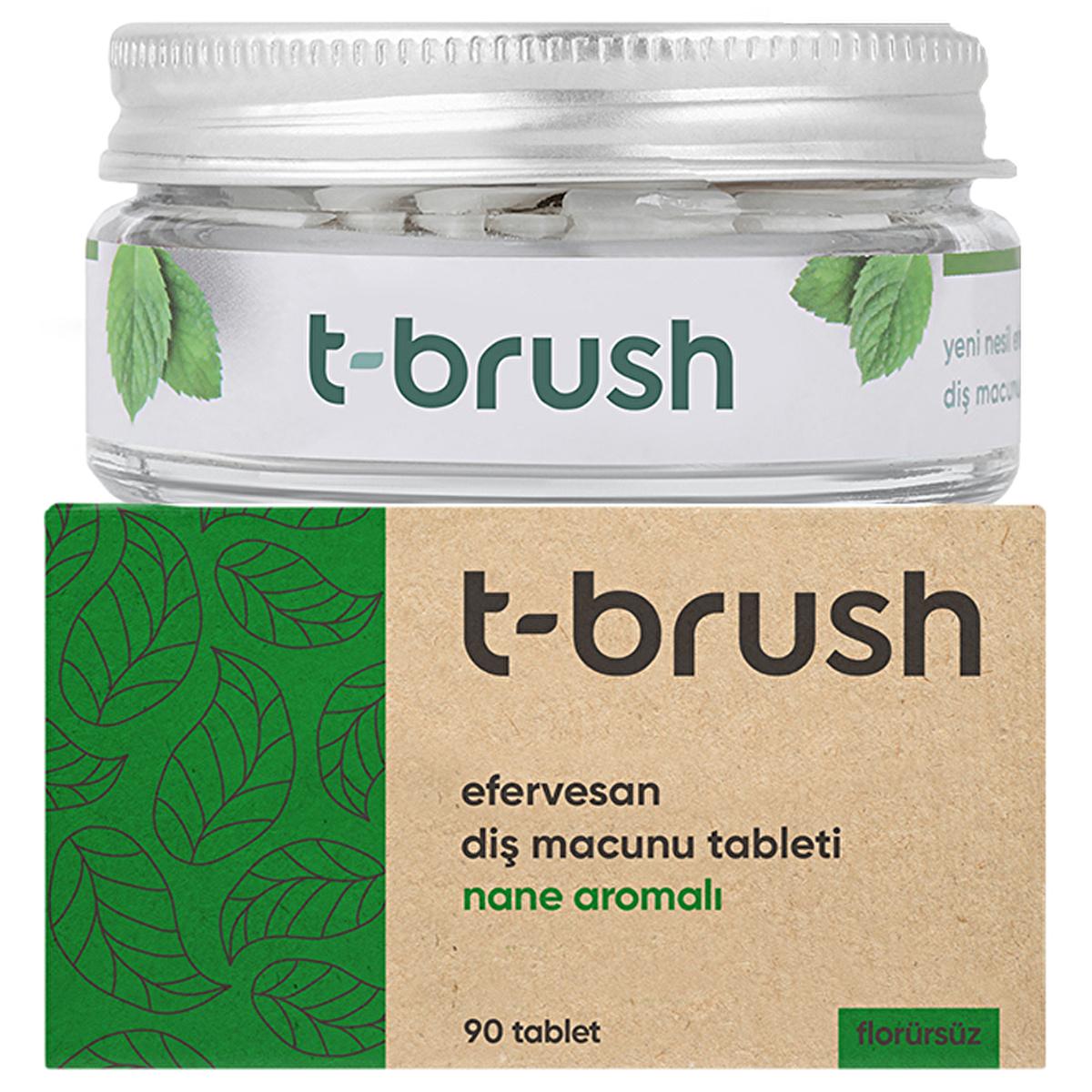 T-Brush Fluoride-Free Natural Mint Toothpaste Tablets: Vegan, SLS & Gluten-Free for Sensitive Gums & Travel - Eco-Friendly Whitening