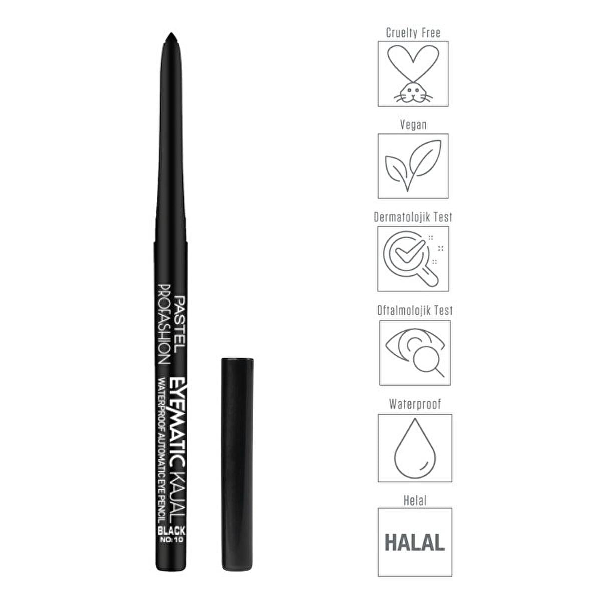 Pastel Profashion Eyematic Kajal Waterproof Automatic Eye Pencil - Long-Lasting, Smudge-Proof Eyeliner & Kajal for Sensitive Eyes