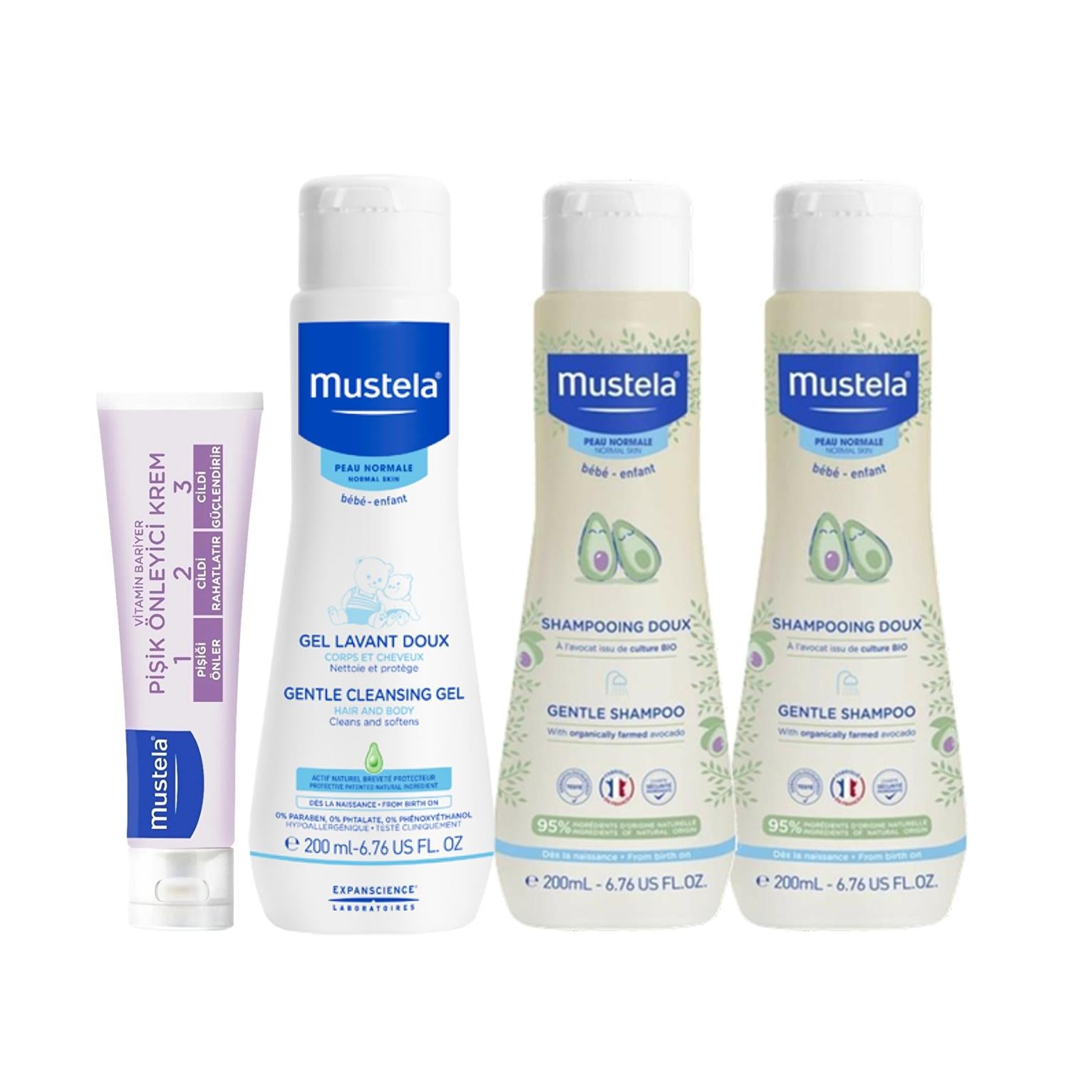 Mustela Baby Care Set for Newborns - Gentle, Natural, and Hypoallergenic Products for Sensitive Skin
