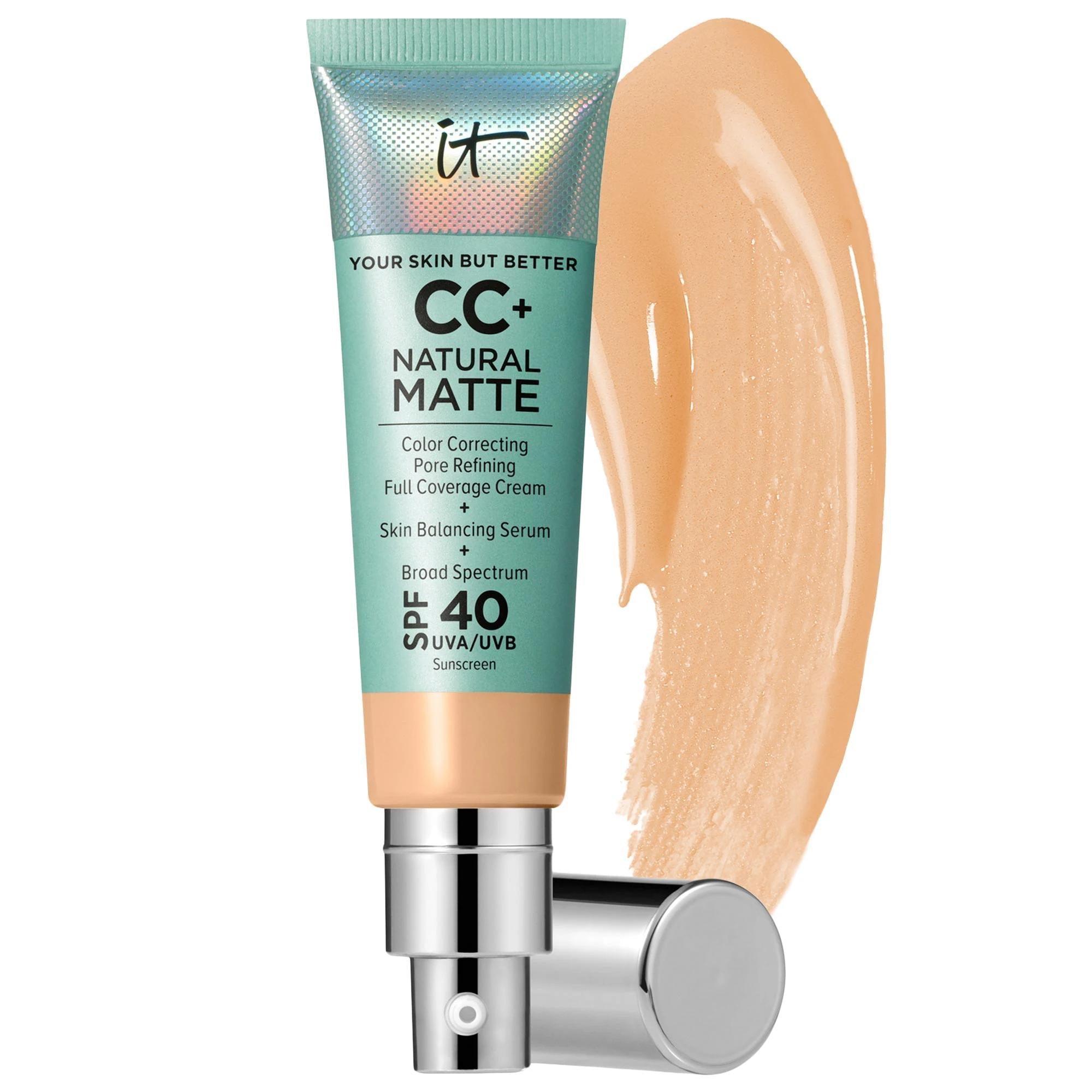 IT Cosmetics CC+ Cream Natural Matte Foundation with SPF 40 - Full Coverage, Vegan, Non-Comedogenic