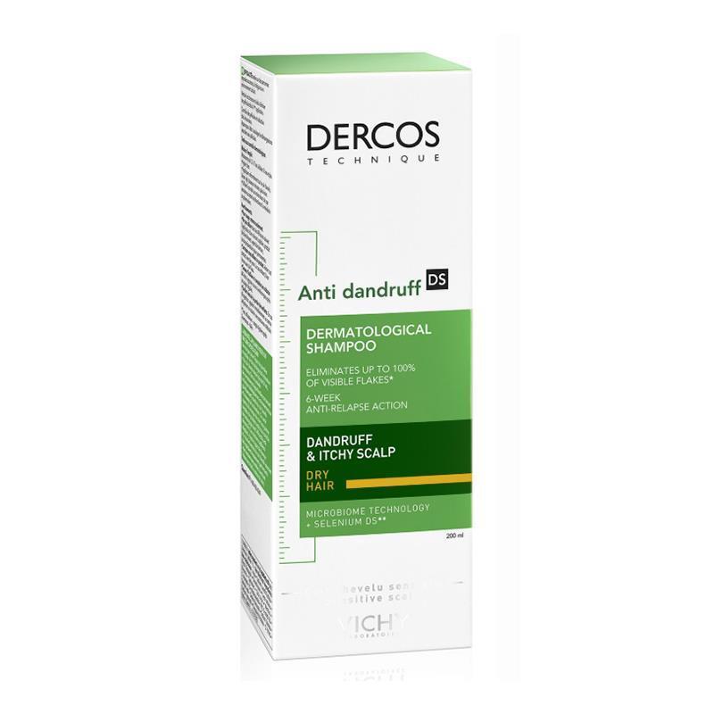 Vichy Dercos Anti-Dandruff Shampoo for Dry Hair - Salicylic Acid, Paraben-Free - Soothes Itching Scalp & Eliminates Flakes