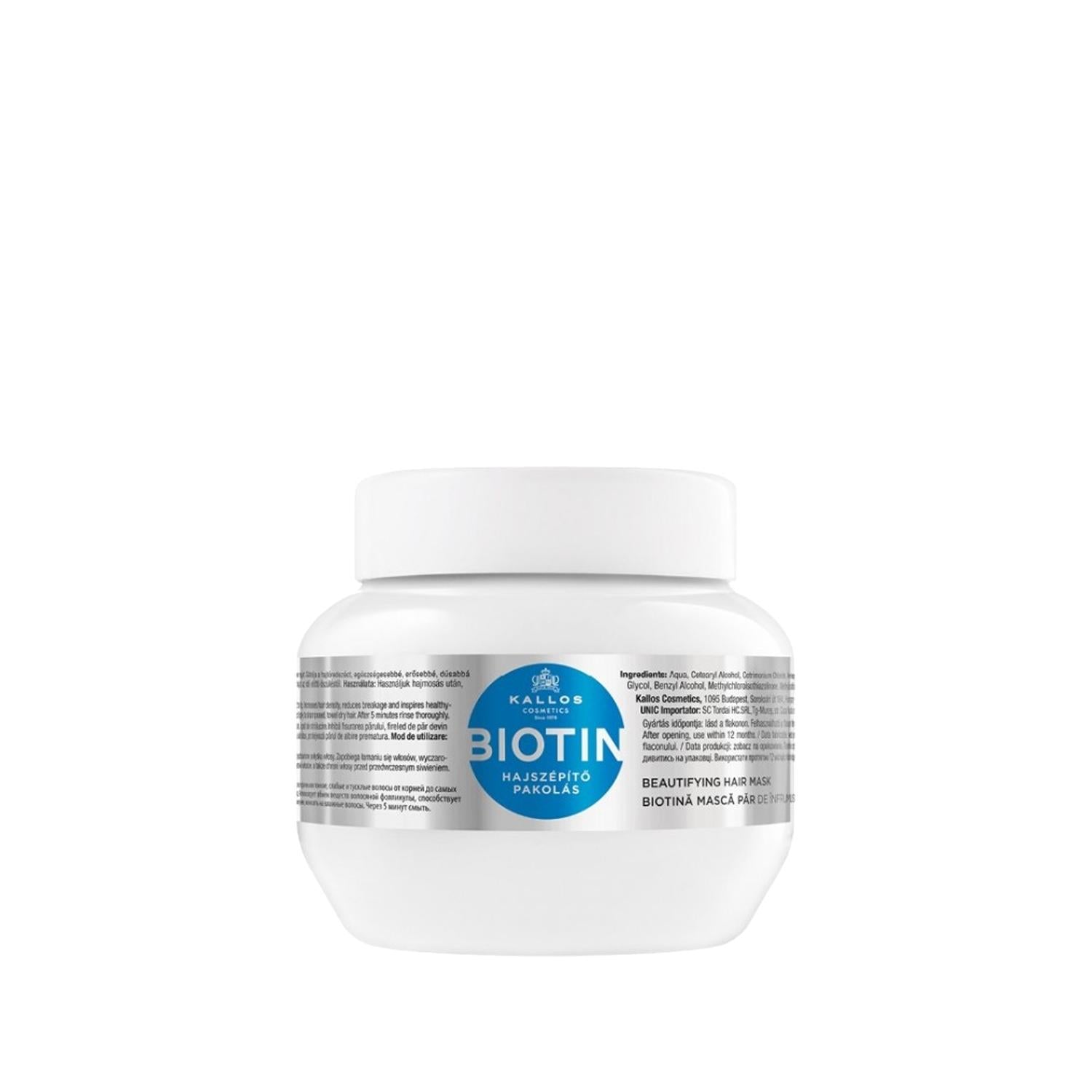 Kallos Cosmetics Biotin Beautifying Hair Care Mask - Nourishing, Protective Treatment for Healthy Hair Growth, 9.30 fl oz