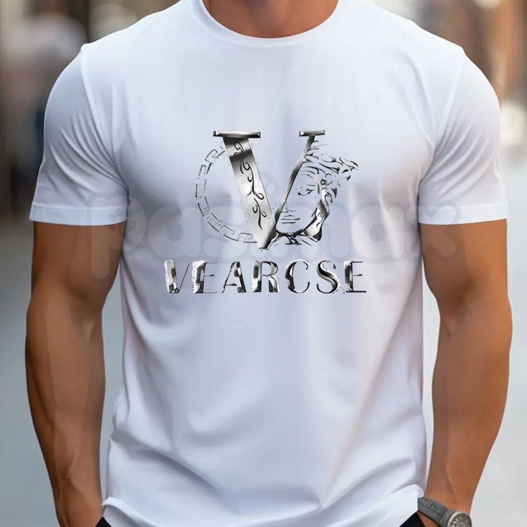 "Vearcse" Luxury Motif T-Shirt – Italian-Inspired Baroque Graphic Tee, Remastered Heavy Cotton Designer Style Top, Soft Lived-In Heavyweight Opulent Fashion Shirt, Made in USA