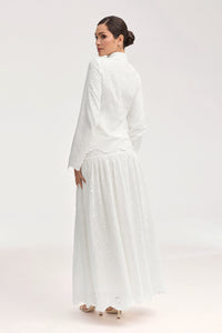 Halima White Eyelet Maxi Skirt