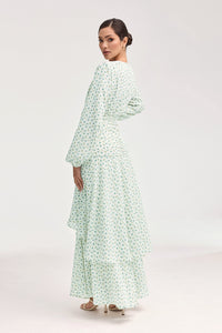 Narjis Side Rouched Maxi Dress - Teal Floral