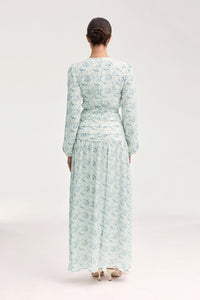 Randa Rouched Maxi Dress - Blue Floral