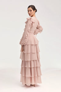 Renad Tiered Chiffon Maxi Dress - Jasmine Pink