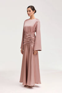Shams Satin Side Rouched Maxi Dress - Dusty Rose