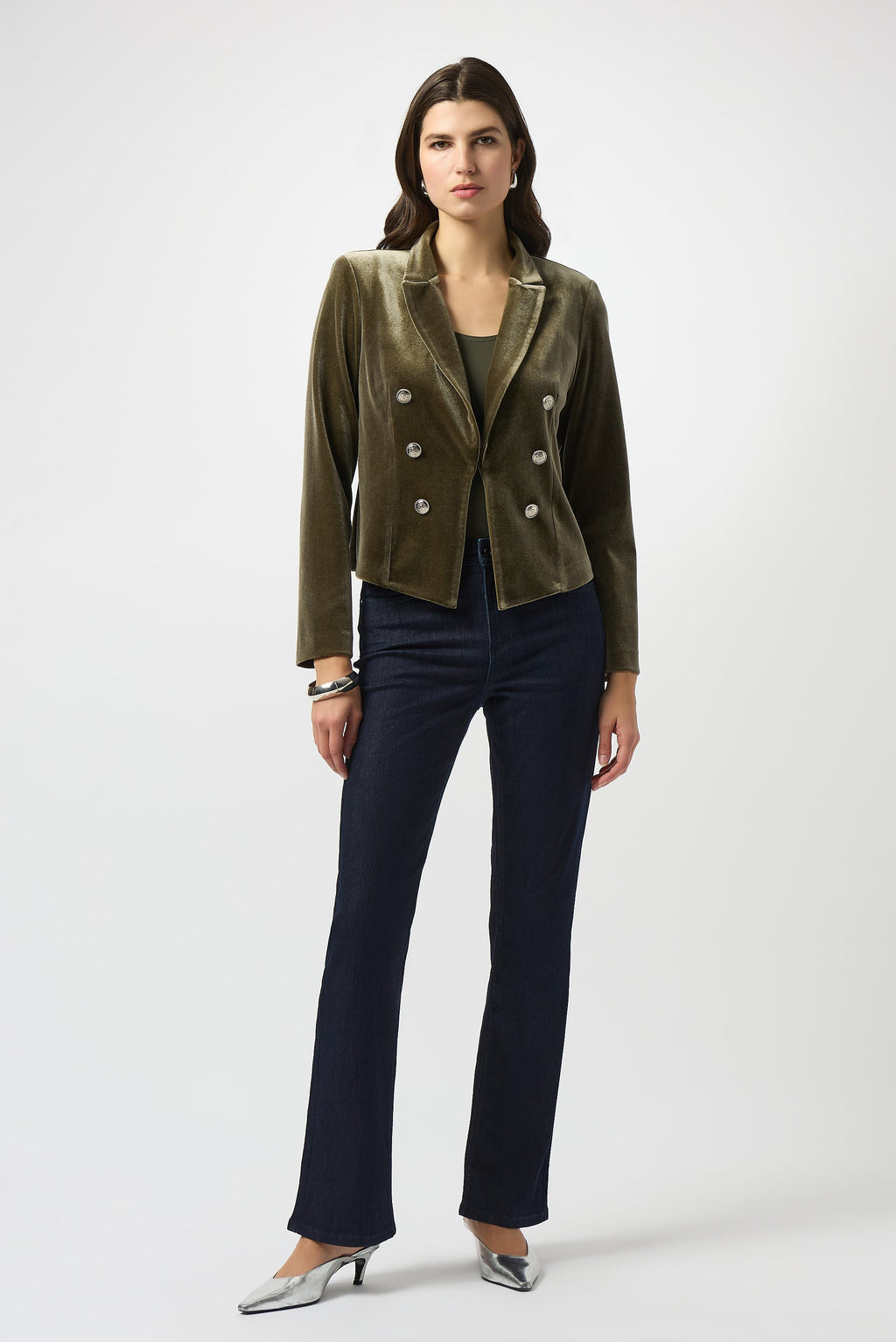 KADOU BOUTIQUE Velvet Knit Fitted Blazer - 253193-4768 — detail close-up