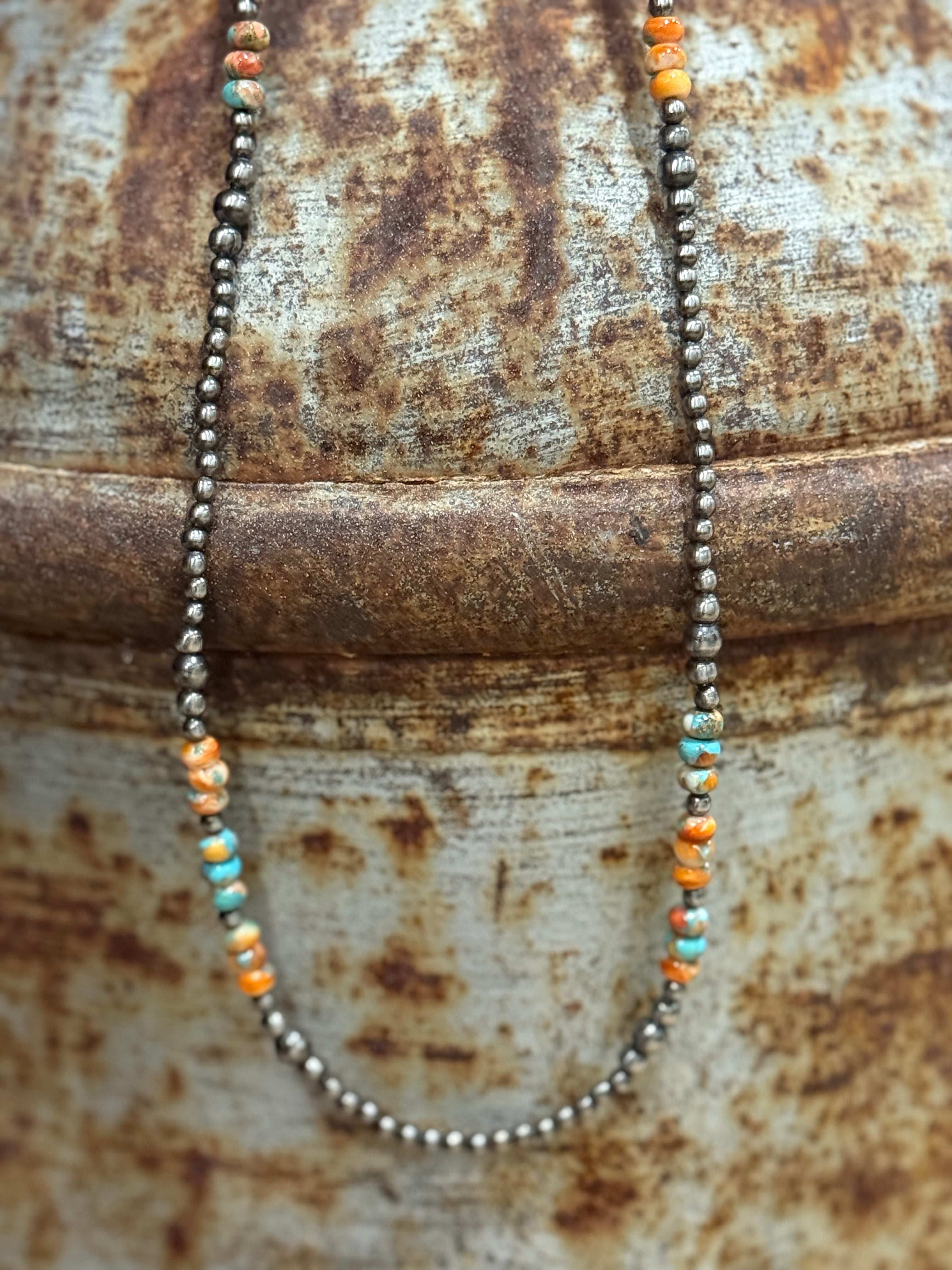 Wild Junkie Triple Shot Spiny Oyster Beads Necklace — lifestyle context