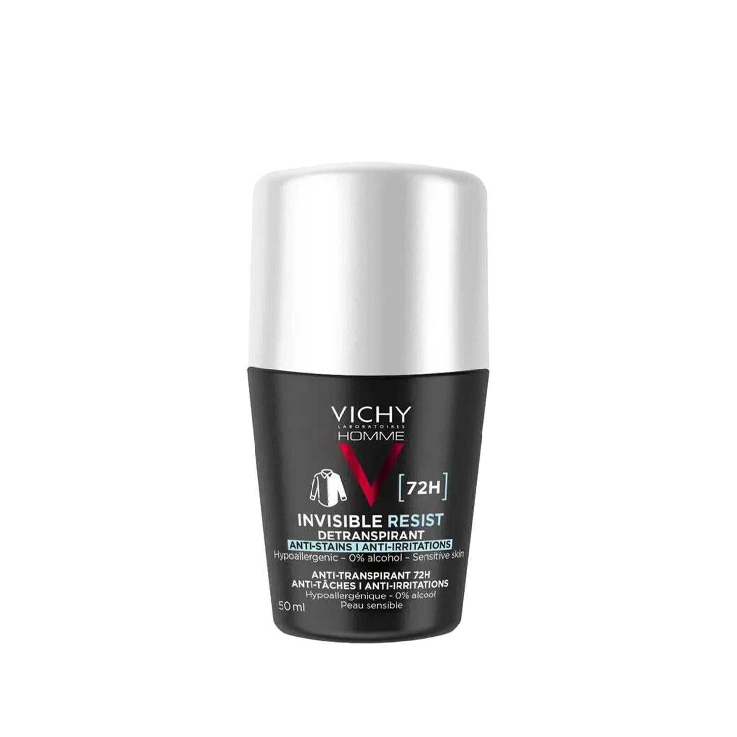 Vichy Invisible Resist Roll-on Deodorant for Women - 50ml, Non-Staining & Effective