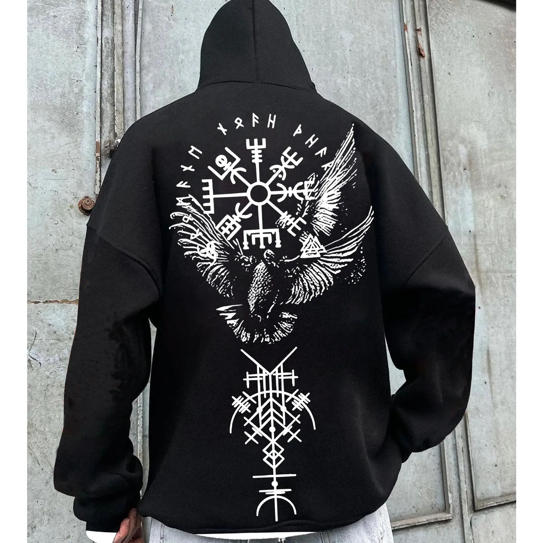 Pasimax Viking Raven Rune Hoodie — main product shot