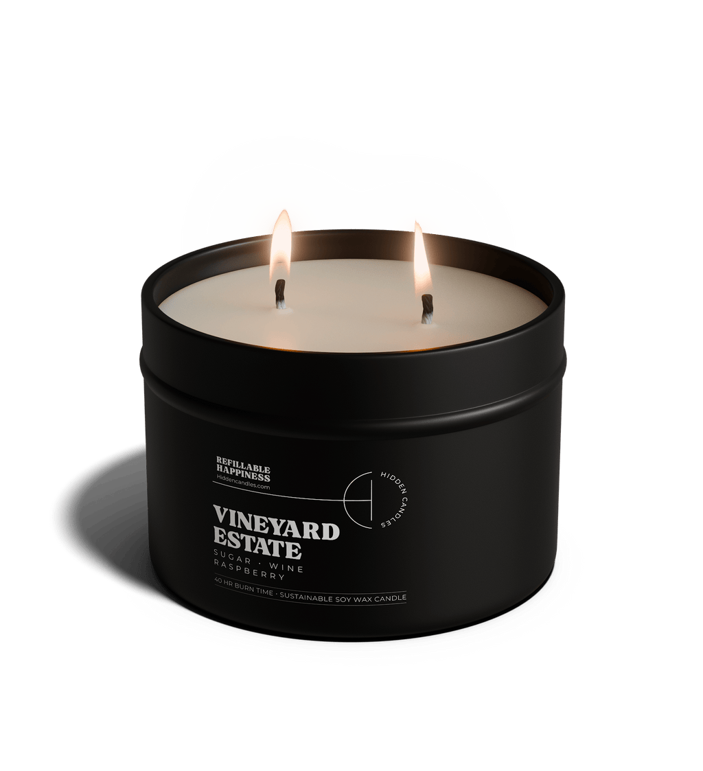Vineyard Estate Candle 10.6 oz – Red Wine, Raspberry & Vanilla Sugar – Hidden Candles