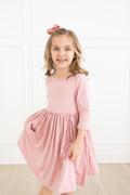 Mila & Rose ® Vintage Pink 3/4 Sleeve Pocket Twirl Dress — main product shot