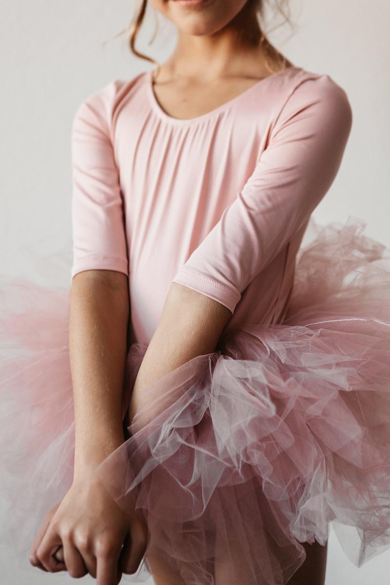 Mila & Rose ® Vintage Pink 3/4 Tutu Leotard — detail close-up
