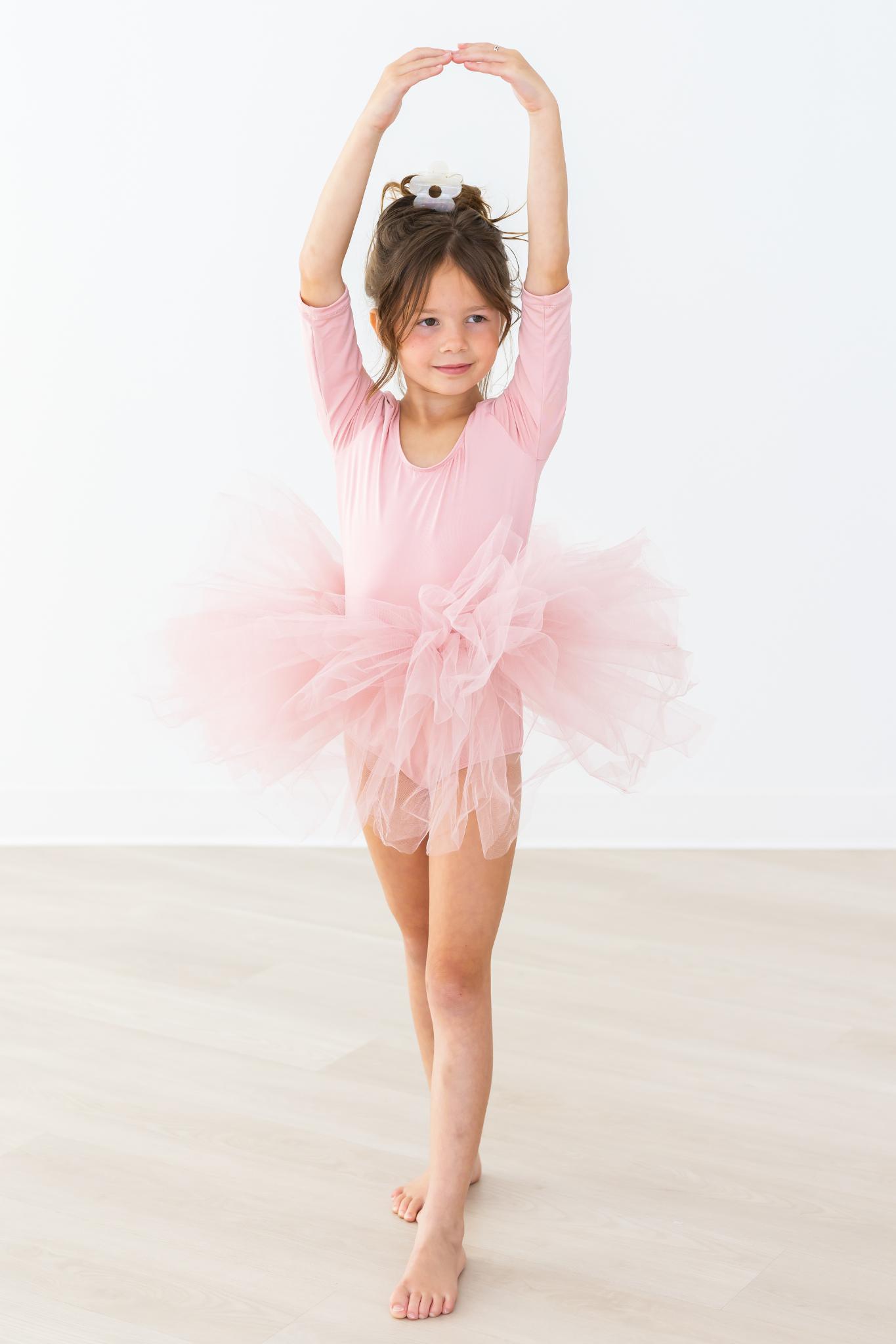 Mila & Rose ® Vintage Pink 3/4 Tutu Leotard — in-use photo