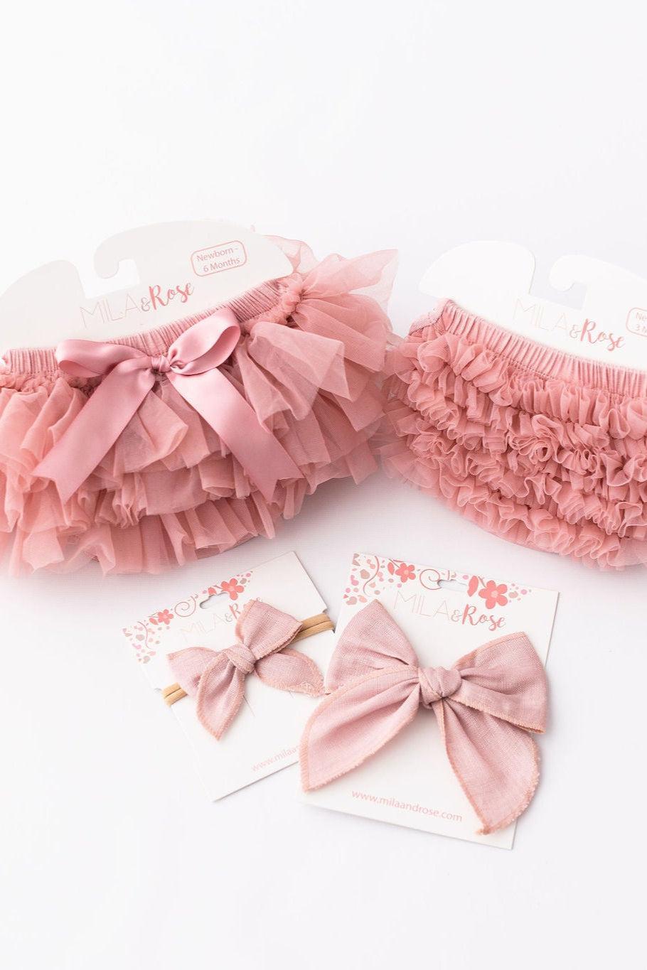 Mila & Rose ® Vintage Pink Ruffle Tutu Bloomer — detail close-up