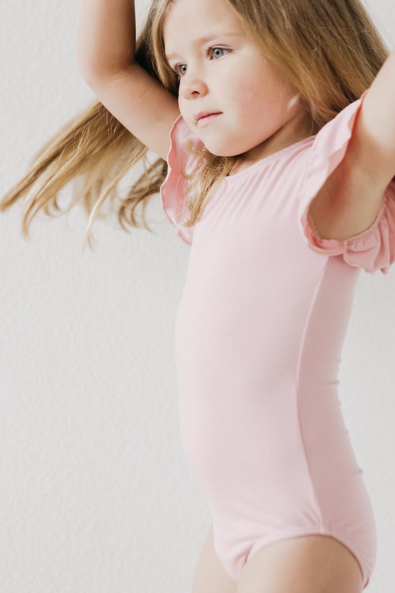 Mila & Rose ® Vintage Pink S/S Flutter Sleeve Leotard — lifestyle context