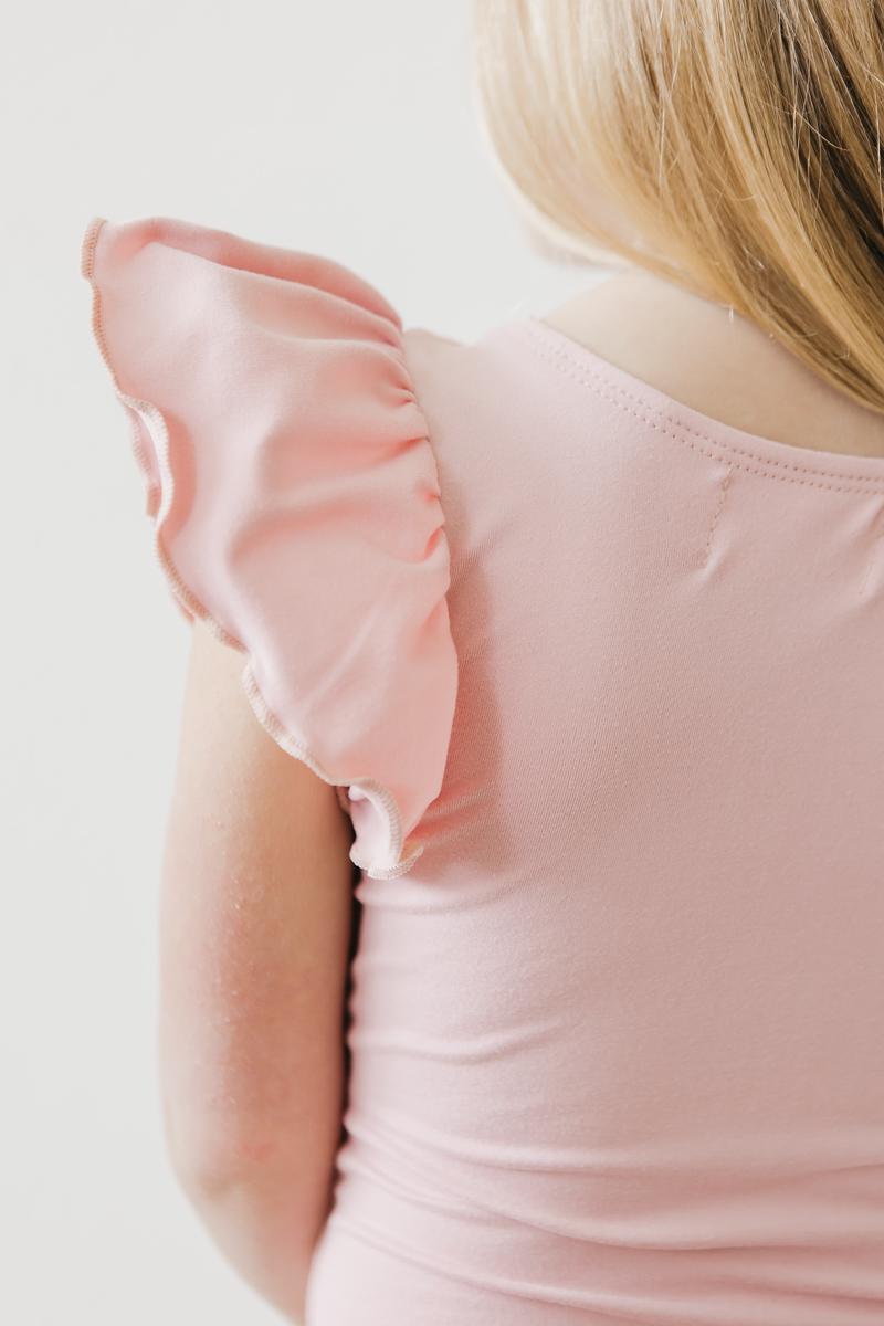 Mila & Rose ® Vintage Pink S/S Flutter Sleeve Leotard — side view