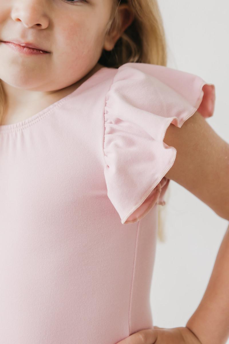 Mila & Rose ® Vintage Pink S/S Flutter Sleeve Leotard — back view