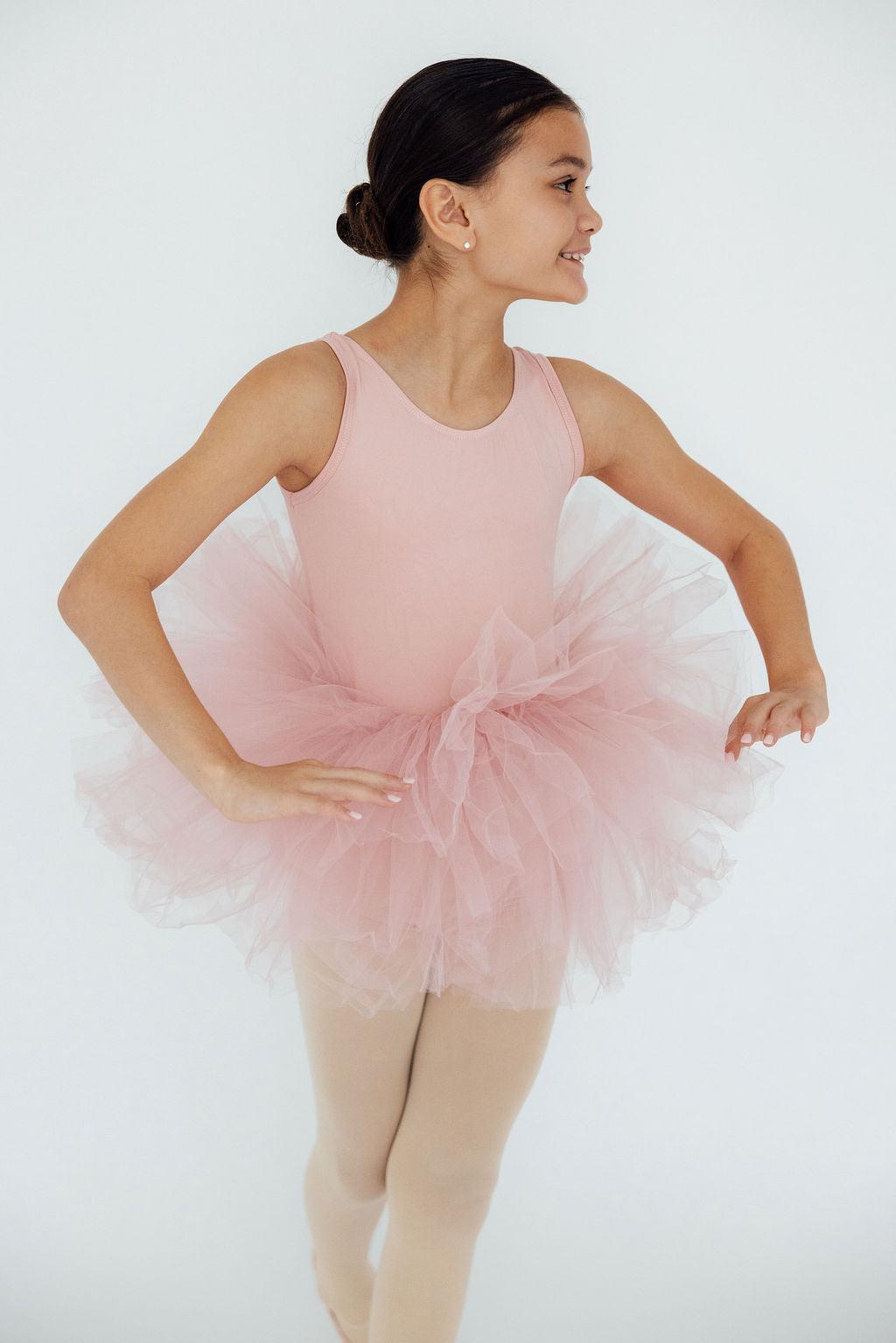 Mila & Rose ® Vintage Pink Tank Tutu Leotard — side view