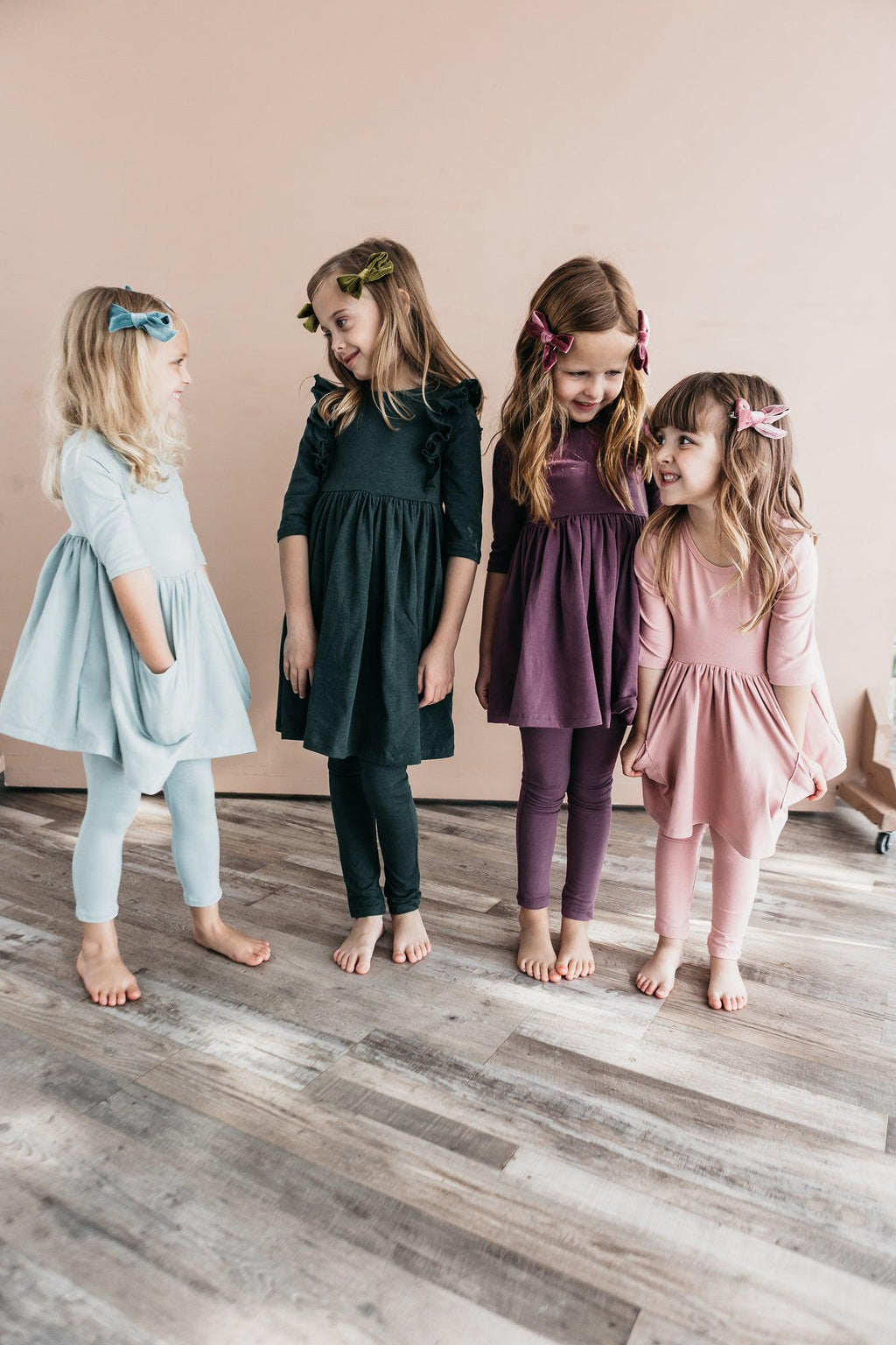 Mila & Rose ® Vintage Violet 3/4 Sleeve Pocket Twirl Dress — lifestyle context