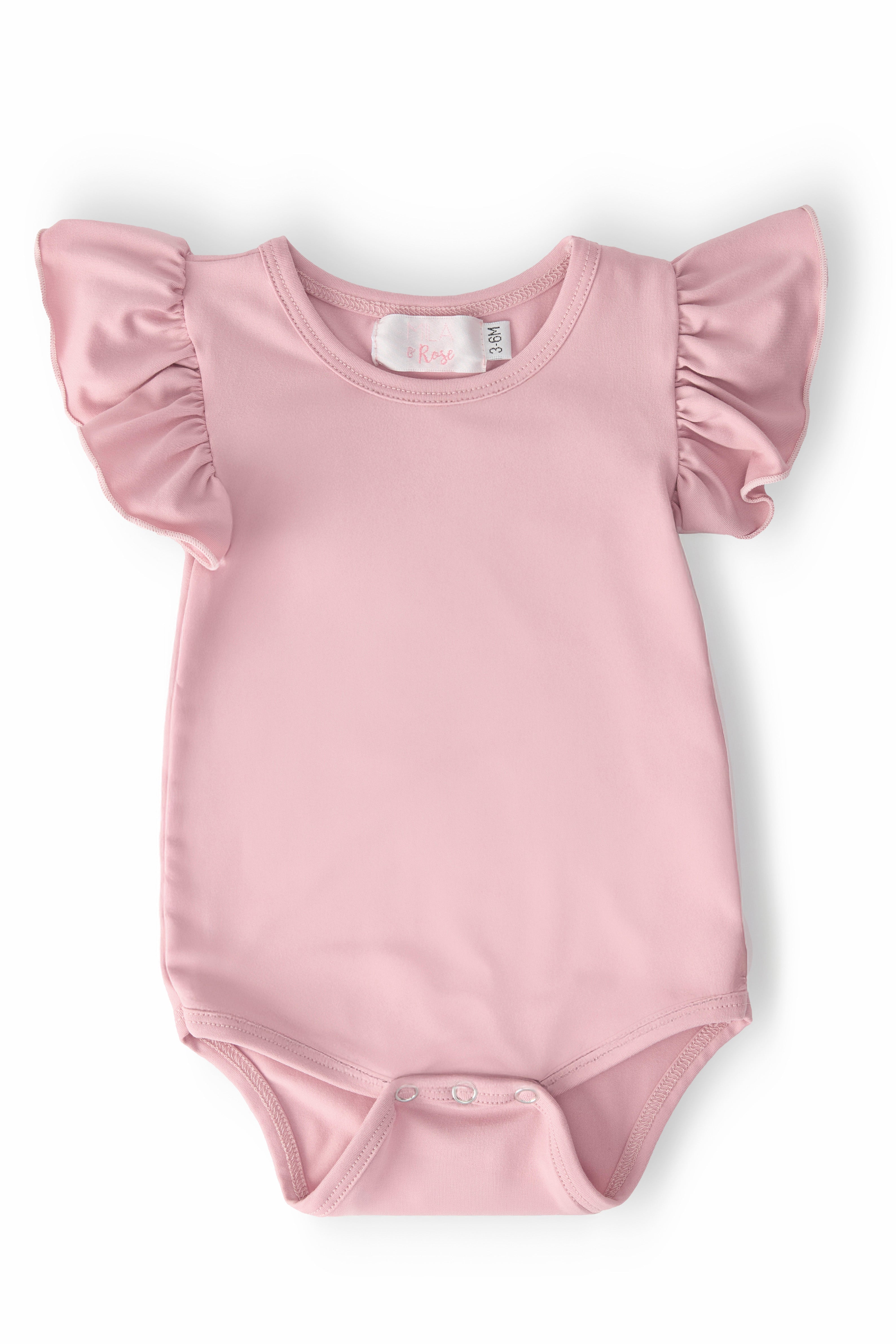 Mila & Rose ® Vintage Pink S/S Flutter Bodysuit — main product shot