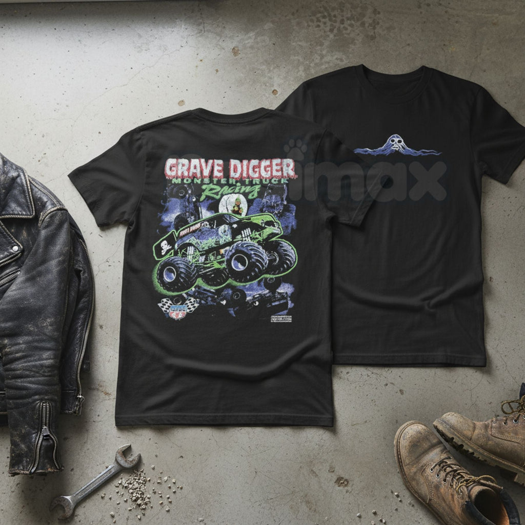 Vintage 1999 Grave Digger Monster Truck T-Shirt – Retro Monster Jam Fan Graphic Tee, Premium 100% Cotton Dennis Anderson Era Top, Soft Lived-In Heavyweight Stadium Legend Shirt, Made in USA
