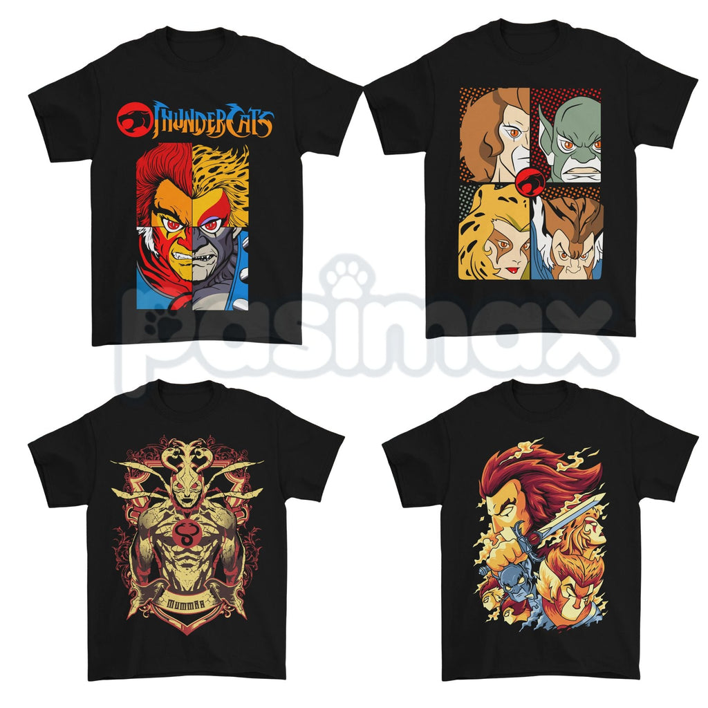 Vintage 80s Cartoon Thundercats Graphic Tee – Retro Character Grid Print Shirt, Nostalgic Streetwear Unisex T-Shirt