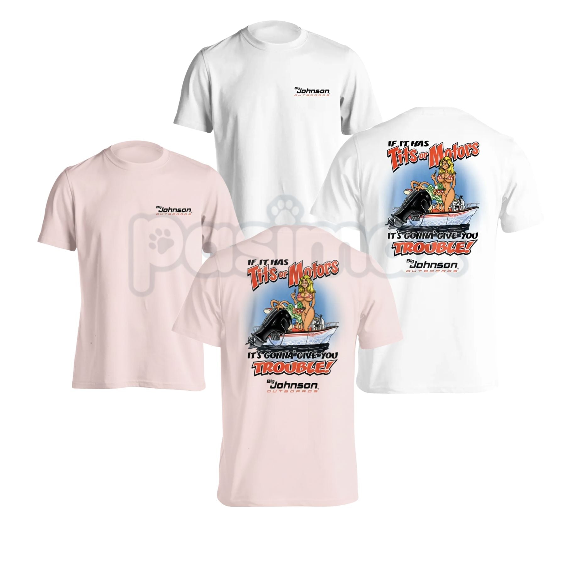 Pasimax Vintage Big Johnson "Tits or Motors" Mechanic Shirt - Retro E. Normus Johnson Garage Tee, Funny Car Guy Shop Shirt, O