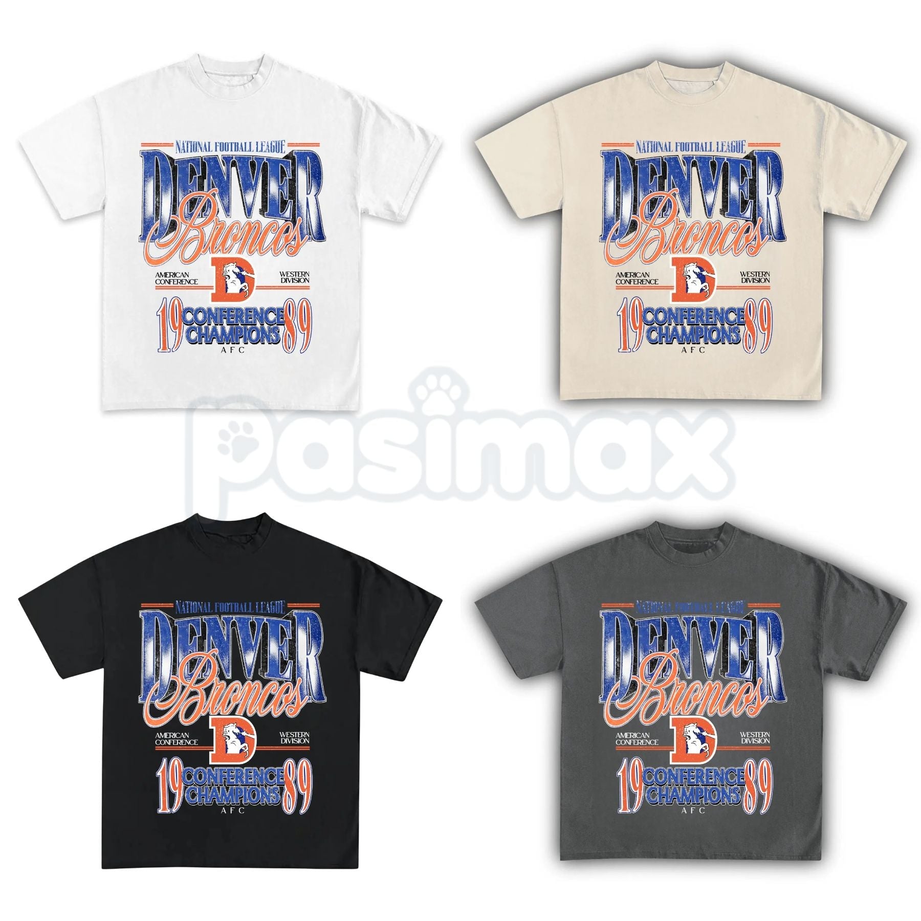 Pasimax Vintage Denver Football Graphic T-Shirt - Retro Denver Fan Crewneck Shirt, Mile High Football Inspired Tee, Classic C