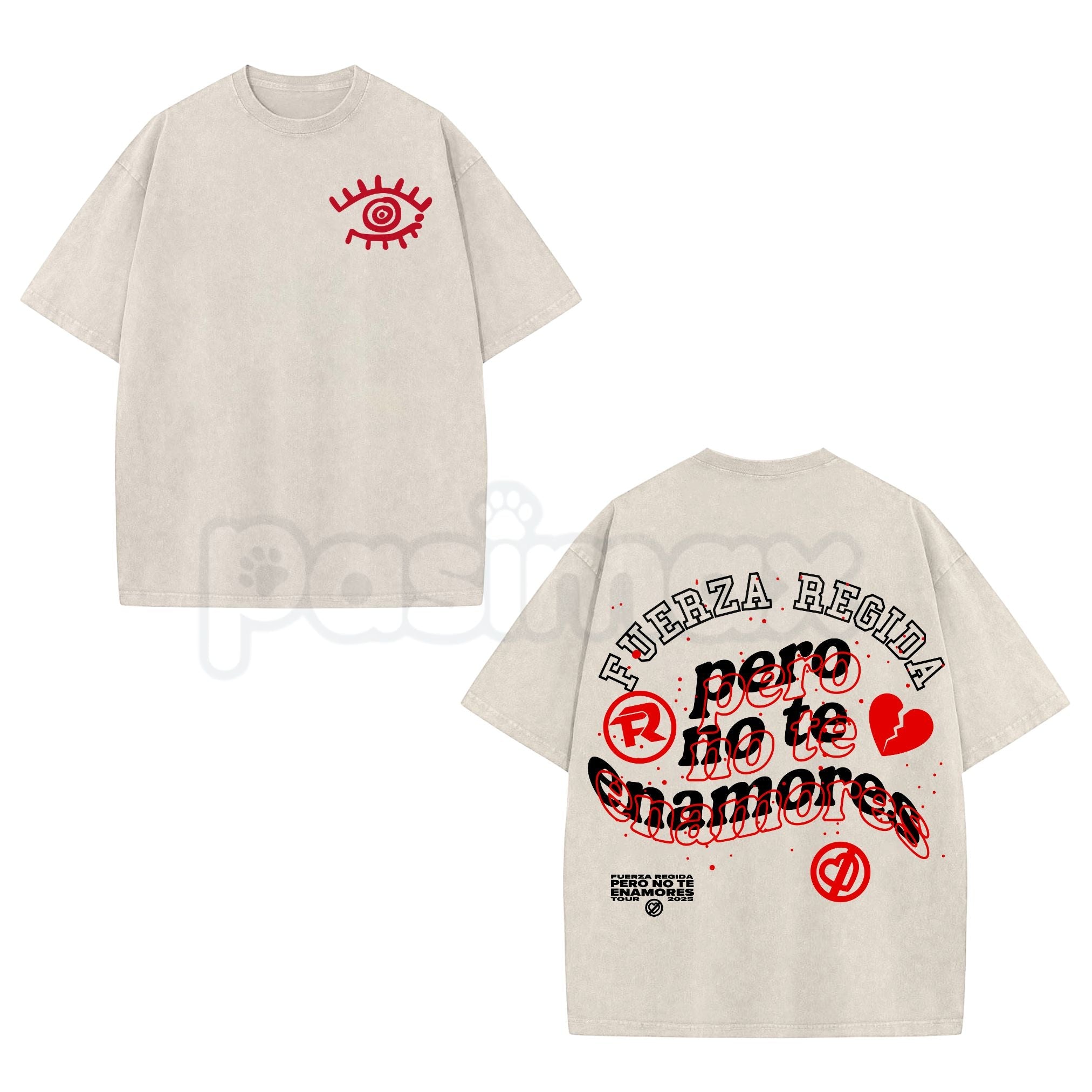 Pasimax Vintage Fuerza Regida "Pero No Te Enamores" T-Shirt – 6.2 oz Graphic Tee, Corridos Tumbados Merch — main product shot