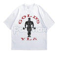 Pasimax Vintage Gold’s Gym Distressed T-Shirt - Retro Bodybuilding Muscle Beach Tee, Old School Weightlifting Heritage Shirt,